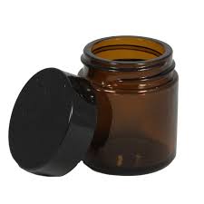 30ml-120ml Amber Glass Jar with Black Lid - Stock Your Pantry