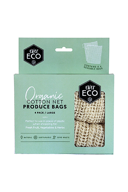 Ever Eco Organic Cotton Net Produce Bags - 4 Pack - Stock Your Pantry