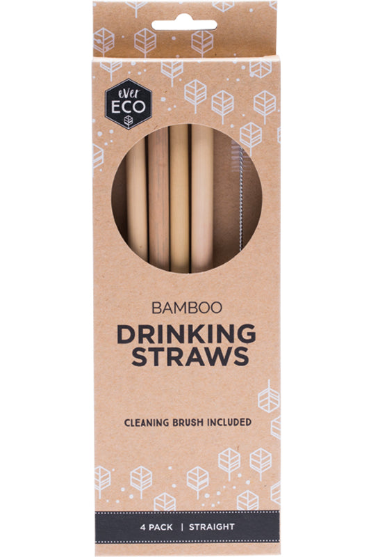Ever Eco Bamboo Drinking Straws - 4 Pack with Brush - Stock Your Pantry