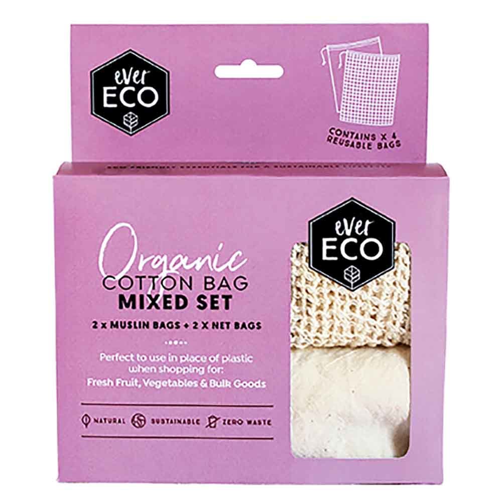 Ever Eco Organic Cotton Mixed Set Produce Bags - 4 Pack - Stock Your Pantry
