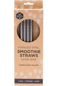 Ever Eco Stainless Steel Smoothie Straws Bent - 4 Pack with Brush - Stock Your Pantry