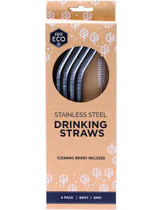 Ever Eco Stainless Steel Drinking Straws Bent - 4 Pack with Brush - Stock Your Pantry